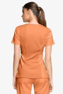 Cherokee Infinity Women's 3-Pocket Stretch Round Neck Scrub Top in Peach Linen | Size M Polyester/spandex