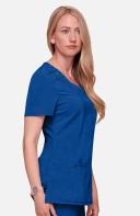 Cherokee Infinity Women's 3-Pocket Stretch Round Neck Scrub Top in Peach Linen | Size S Polyester/spandex