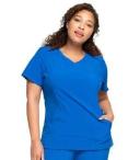 Cherokee Infinity Women's 3-Pocket Stretch Round Neck Scrub Top in Peach Linen | Size XS Polyester/spandex