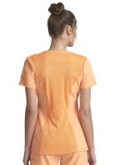 Cherokee Infinity Women's 3-Pocket Stretch Round Neck Scrub Top in Peach Linen | Size XS Polyester/spandex