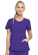 Cherokee Infinity Women's 3-Pocket Stretch Round Neck Scrub Top in Royal | Size 5x Polyester/spandex