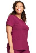Cherokee Infinity Women's 3-Pocket Stretch Round Neck Scrub Top in Royal | Size 5x Polyester/spandex
