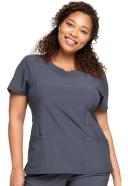 Cherokee Infinity Women's 3-Pocket Stretch Round Neck Scrub Top in Royal | Size 5x Polyester/spandex