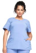 Cherokee Infinity Women's 3-Pocket Stretch Round Neck Scrub Top in Royal | Size 5x Polyester/spandex