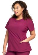 Cherokee Infinity Women's 3-Pocket Stretch Round Neck Scrub Top in Royal | Size 5x Polyester/spandex