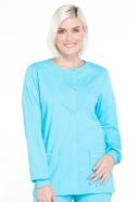 Cherokee Workwear Professionals WW340 Scrubs Jacket Womens Snap Front Warm-Up Pewter