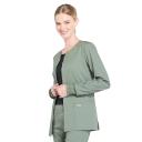 Cherokee Workwear Professionals WW340 Scrubs Jacket Womens Snap Front Warm-Up Pewter