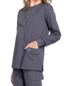 Cherokee Workwear Professionals WW340 Scrubs Jacket Womens Snap Front Warm-Up Pewter