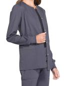 Cherokee Workwear Professionals WW340 Scrubs Jacket Womens Snap Front Warm-Up Pewter