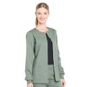 Cherokee Workwear Professionals WW340 Scrubs Jacket Womens Snap Front Warm-Up Pewter