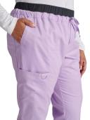 Cherokee Workwear Revolution Women's 5-Pocket Stretch Drawstring Cargo Scrub Pants in Purple Freesia/pewter | Size 3x Polyester/rayon/spandex