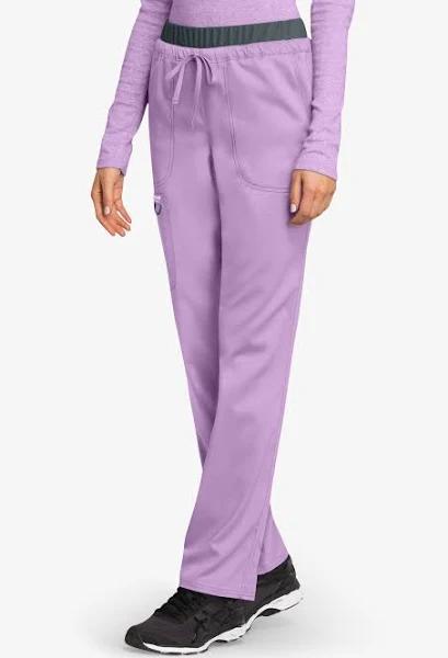 Cherokee Workwear Revolution Women's 5-Pocket Stretch Drawstring Cargo Scrub Pants in Purple Freesia/pewter | Size 3x Polyester/rayon/spandex