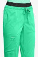 Cherokee Workwear Revolution Women's 5-Pocket Stretch Drawstring Cargo Scrub Pants in Sparkling Jade/Black | Size 3x Polyester/rayon/spandex