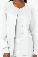 Cherokee Workwear Revolution WW310 Scrubs Jacket Womens Snap Front Warm-Up White