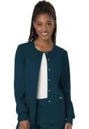 Cherokee Ww310 Snap Front Warm-Up Jacket, 78% Poly 20% Rayon, 2% Spandex , Warm Up Jacket, WW Revolution - Caribbean Blue, XXS