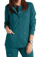 Cherokee Ww310 Snap Front Warm-Up Jacket, 78% Poly 20% Rayon, 2% Spandex , Warm Up Jacket, WW Revolution - Caribbean Blue, XXS