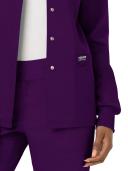 Cherokee Ww310 Snap Front Warm-Up Jacket, 78% Poly 20% Rayon, 2% Spandex , Warm Up Jacket, WW Revolution - Eggplant, 4XL