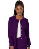 Cherokee Ww310 Snap Front Warm-Up Jacket, 78% Poly 20% Rayon, 2% Spandex , Warm Up Jacket, WW Revolution - Eggplant, XXS