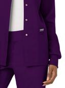 Cherokee Ww310 Snap Front Warm-Up Jacket, 78% Poly 20% Rayon, 2% Spandex , Warm Up Jacket, WW Revolution - Eggplant, XXS