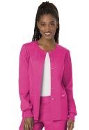 Cherokee Ww310 Snap Front Warm-Up Jacket, 78% Poly 20% Rayon, 2% Spandex , Warm Up Jacket, WW Revolution - Electric Pink, 3XL