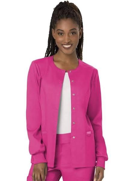 Cherokee Ww310 Snap Front Warm-Up Jacket, 78% Poly 20% Rayon, 2% Spandex , Warm Up Jacket, WW Revolution - Electric Pink, 4XL