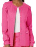 Cherokee Ww310 Snap Front Warm-Up Jacket, 78% Poly 20% Rayon, 2% Spandex , Warm Up Jacket, WW Revolution - Electric Pink, XS