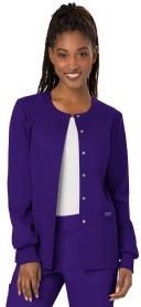 Cherokee Ww310 Snap Front Warm-Up Jacket, 78% Poly 20% Rayon, 2% Spandex , Warm Up Jacket, WW Revolution - Grape, L