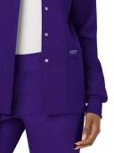 Cherokee Ww310 Snap Front Warm-Up Jacket, 78% Poly 20% Rayon, 2% Spandex , Warm Up Jacket, WW Revolution - Grape, L