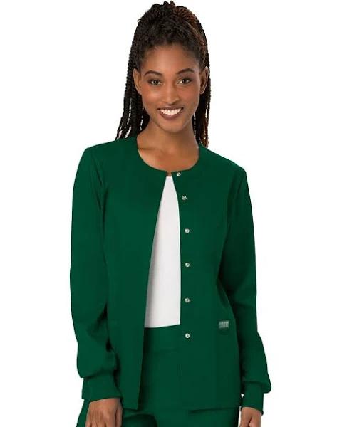 Cherokee Ww310 Snap Front Warm-Up Jacket, 78% Poly 20% Rayon, 2% Spandex , Warm Up Jacket, WW Revolution - Hunter Green, XXS