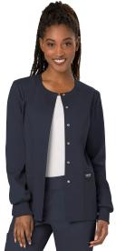 Cherokee Ww310 Snap Front Warm-Up Jacket, 78% Poly 20% Rayon, 2% Spandex , Warm Up Jacket, WW Revolution - Pewter, XXS