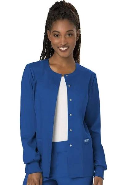 Cherokee Ww310 Snap Front Warm-Up Jacket, 78% Poly 20% Rayon, 2% Spandex , Warm Up Jacket, WW Revolution - Royal, 4XL