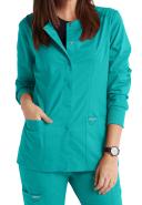 Cherokee Ww310 Snap Front Warm-Up Jacket, 78% Poly 20% Rayon, 2% Spandex , Warm Up Jacket, WW Revolution - Teal Blue, 4XL