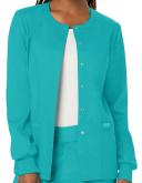 Cherokee Ww310 Snap Front Warm-Up Jacket, 78% Poly 20% Rayon, 2% Spandex , Warm Up Jacket, WW Revolution - Teal Blue, 5XL