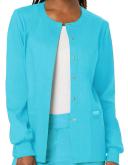 Cherokee Ww310 Snap Front Warm-Up Jacket, 78% Poly 20% Rayon, 2% Spandex , Warm Up Jacket, WW Revolution - Turquoise, L