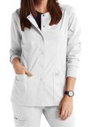 Cherokee Ww310 Snap Front Warm-Up Jacket, 78% Poly 20% Rayon, 2% Spandex , Warm Up Jacket, WW Revolution - White, 4XL