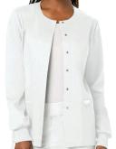 Cherokee Ww310 Snap Front Warm-Up Jacket, 78% Poly 20% Rayon, 2% Spandex , Warm Up Jacket, WW Revolution - White, XXS