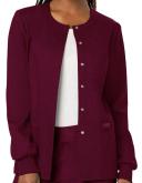 Cherokee Ww310 Snap Front Warm-Up Jacket, 78% Poly 20% Rayon, 2% Spandex , Warm Up Jacket, WW Revolution - Wine, 5XL