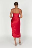 Claudette Satin Drape Midi Dress | Red | MESHKI Sale Dresses | Size L | in Multiple Sizes & Styles | AfterPay Available