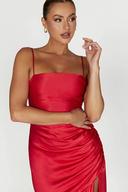 Claudette Satin Drape Midi Dress | Red | MESHKI Sale Dresses | Size S | in Multiple Sizes & Styles | AfterPay Available