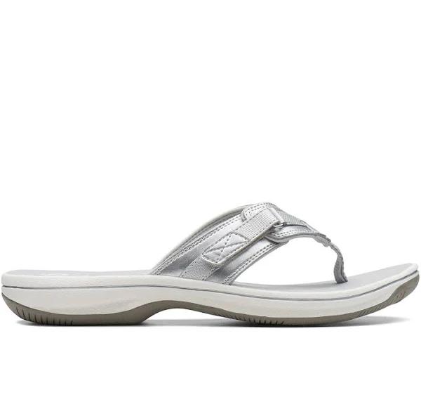 Cloudsteppers by Clarks Women's Sandals & Flip Flops Breeze Sea - Color: Silver Synthetic - 11 Medium US