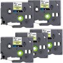 Compatible 10 x PT-1650 Tape Brother PT1650 12mm Black Text On White Fabric Tape - 3 Meters