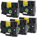 Compatible 10 x PT-2400 Tape Brother PT2400 6mm Black Text On Silver Laminated Tape - 8 Meters