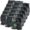 Compatible 10 x PT-2400 Tape Brother PT2400 6mm Black Text On Silver Laminated Tape - 8 Meters