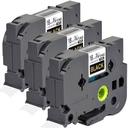 Compatible 10 x PT-2430PC Tape Brother PT2430PC 6mm Black Text On White Flexible ID Laminated Tape - 8 Metres