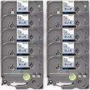 Compatible 10 x PT-2730 Tape Brother PT2730 18mm Black Text On Silver Laminated Tape - 8 Meters