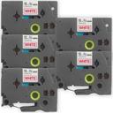 Compatible 10 x PT-9800PCN Tape Brother PT9800PCN 24mm Black Text On Red Laminated Tape - 8 Meters