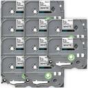 Compatible 10 x PT-9800PCN Tape Brother PT9800PCN 24mm Black Text On Red Laminated Tape - 8 Meters