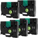 Compatible 10 x PT-D200 Tape Brother PTD200 12mm Black Text On Silver Laminated Tape - 8 Meters