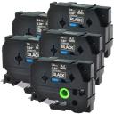 Compatible 10 x PT-D200 Tape Brother PTD200 12mm Black Text On Silver Laminated Tape - 8 Meters