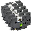 Compatible 10 x PT-D450 Tape Brother PTD450 12mm Gold Text On Black Laminated Tape - 8 Meters